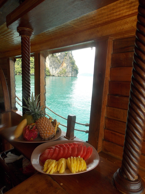 fresh fruit on a boat