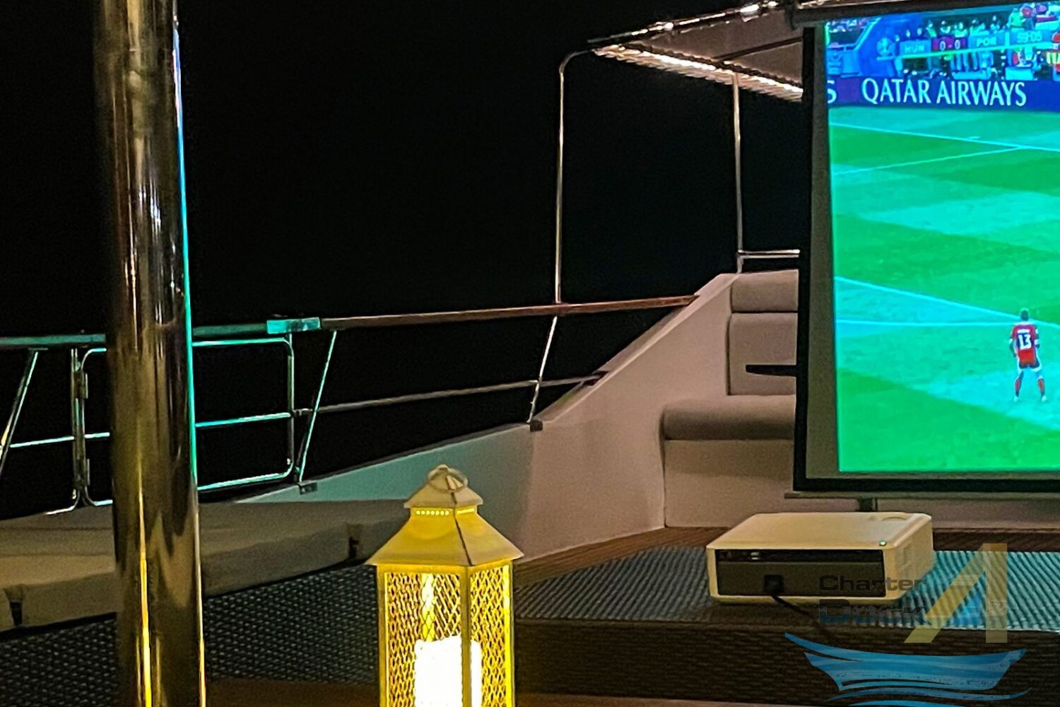big screen tv on a yacht