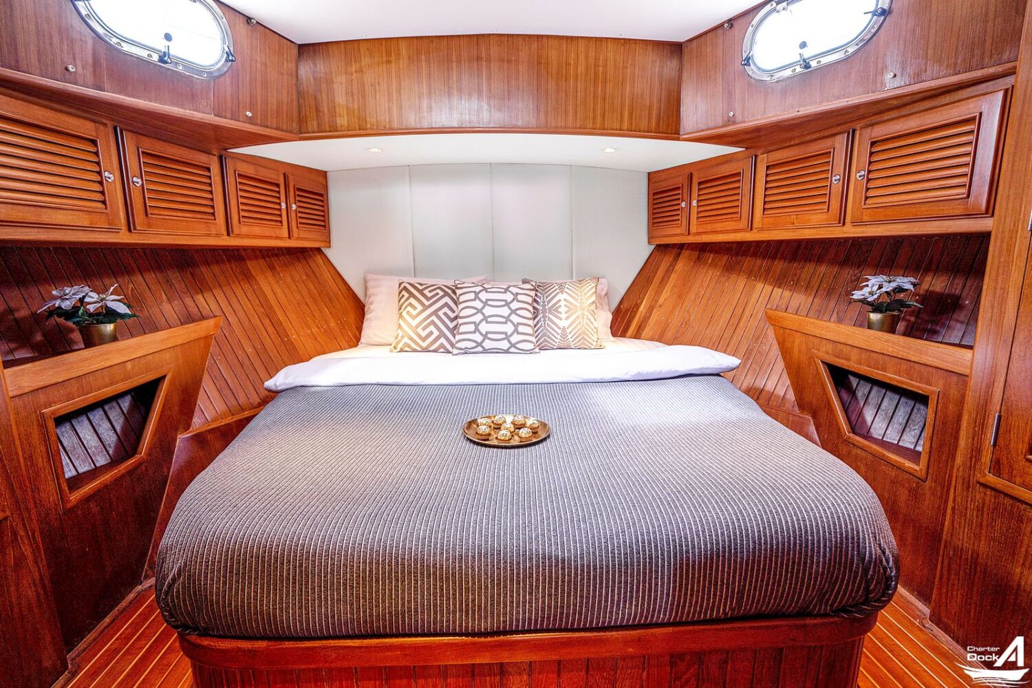 double bed on a yacht