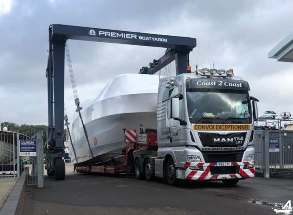 yacht being transported
